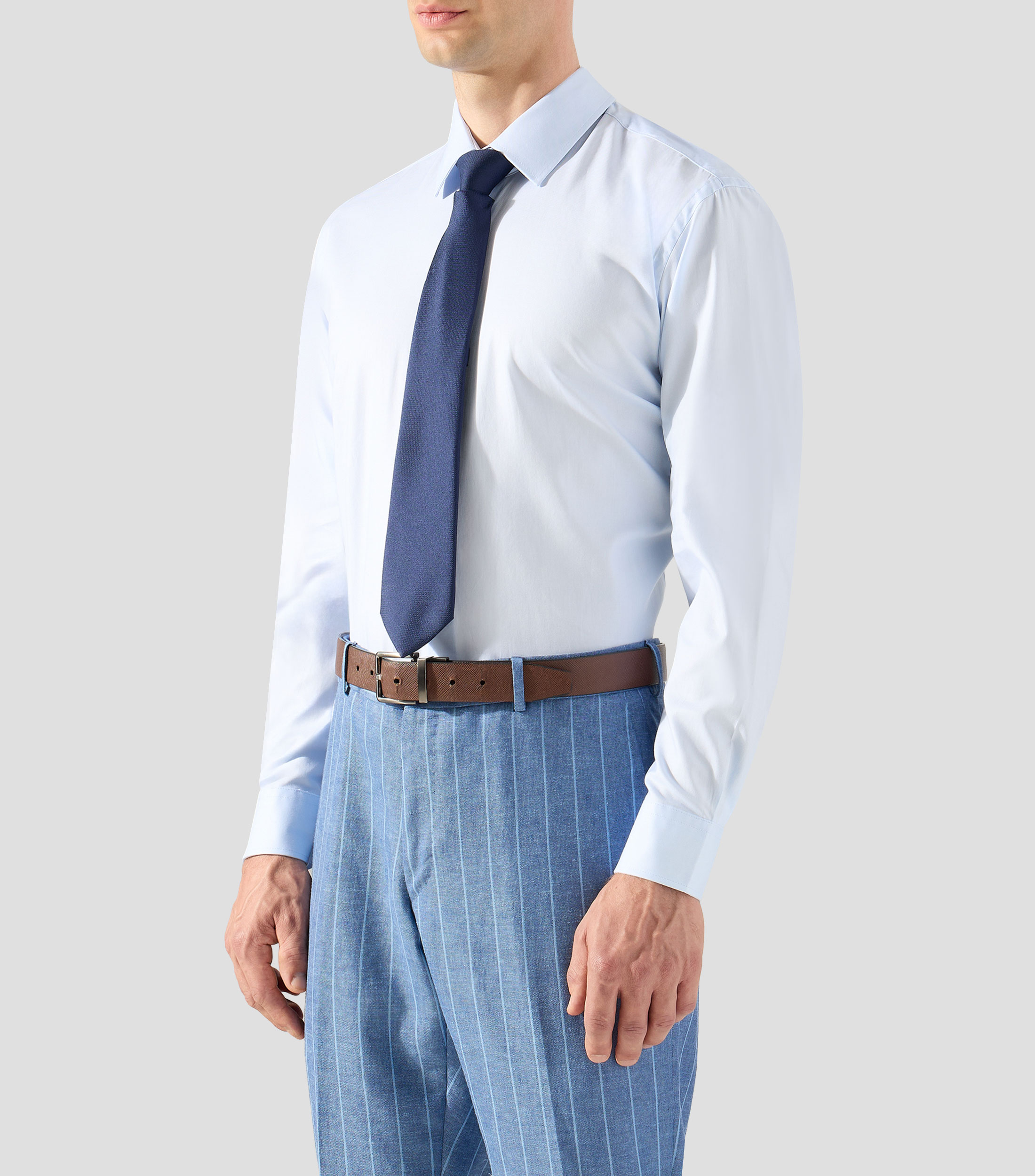 Camisa de vestir lisa con manga larga Hombre